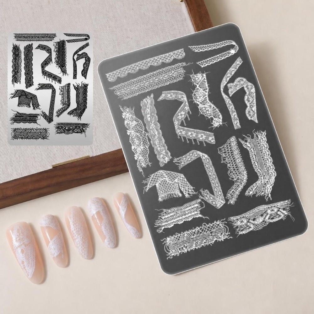 3D Printing Templates Free - Lace Ribbon Nail Stamping Plates Hollow